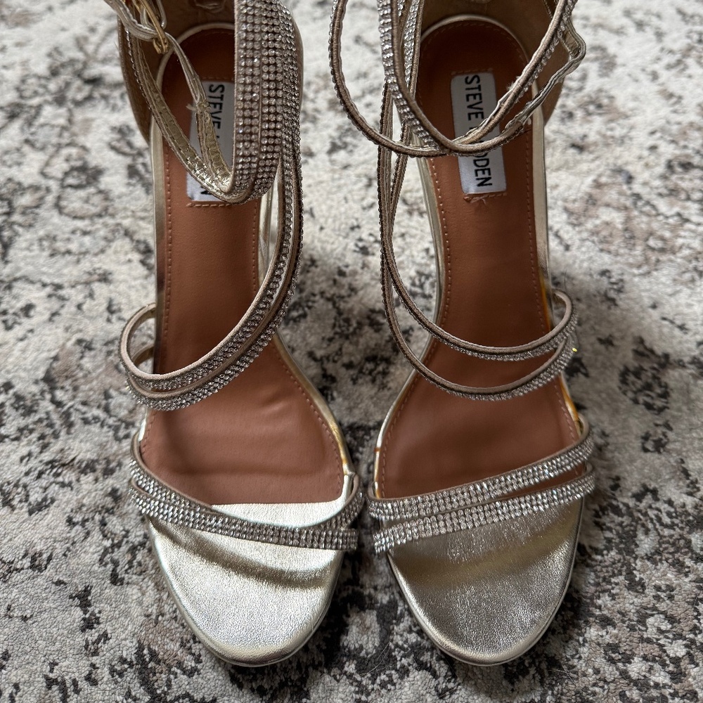 Embellished Gold Strappy Heel